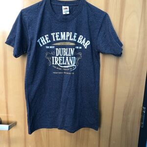 Fruit of the Loom Navy Graphic Tee with Cream and Gold Dublin Ireland Print